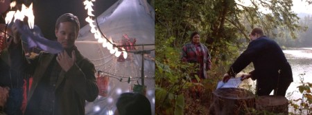 Bob puts his purple handkerchief to use for Marilyn. 